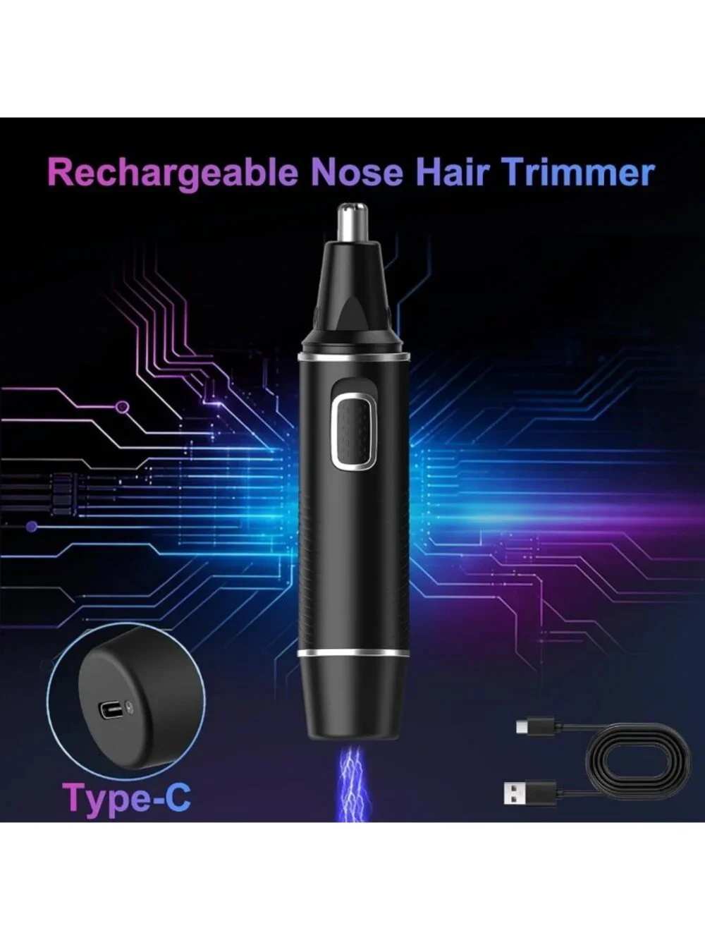 Rechargeable 2-in-1 Nose & Ear Hair Trimmer, Painless Eyebrow & Facial Grooming